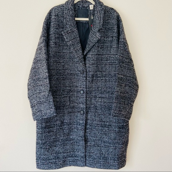 New Levi’s Wool Plaid Design Cocoon Classic Relaxed Fit Coat - Picture 5 of 14